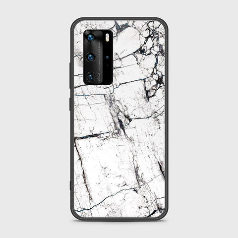 Huawei P40 Pro Cover- White Marble Series 2 - HQ Ultra Shine Premium Infinity Glass Soft Silicon Borders Case