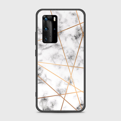 Huawei P40 Pro Cover- White Marble Series 2 - HQ Ultra Shine Premium Infinity Glass Soft Silicon Borders Case