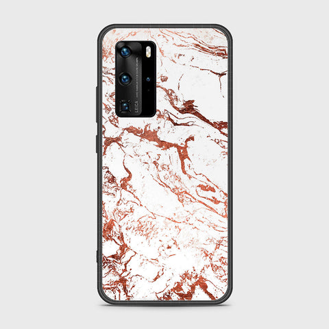 Huawei P40 Pro Cover- White Marble Series 2 - HQ Ultra Shine Premium Infinity Glass Soft Silicon Borders Case