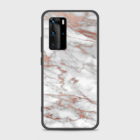 Huawei P40 Pro Cover- White Marble Series 2 - HQ Ultra Shine Premium Infinity Glass Soft Silicon Borders Case