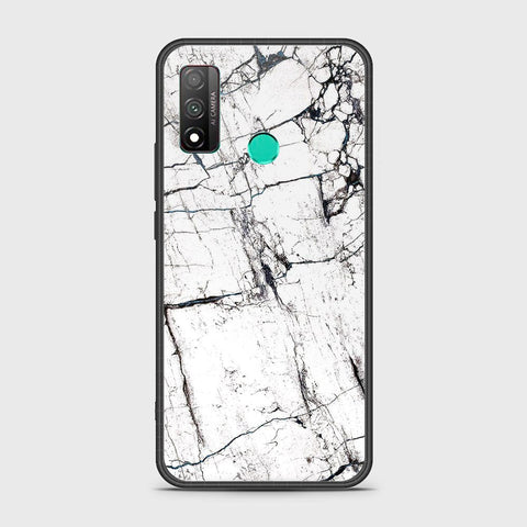 Huawei P smart 2020 Cover - White Marble Series 2 - HQ Ultra Shine Premium Infinity Glass Soft Silicon Borders Case