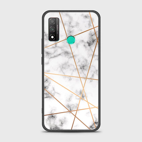 Huawei P smart 2020 Cover - White Marble Series 2 - HQ Ultra Shine Premium Infinity Glass Soft Silicon Borders Case