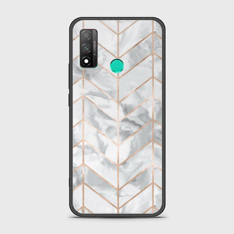 Huawei P smart 2020 Cover - White Marble Series 2 - HQ Ultra Shine Premium Infinity Glass Soft Silicon Borders Case