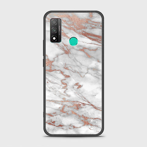 Huawei P smart 2020 Cover - White Marble Series 2 - HQ Ultra Shine Premium Infinity Glass Soft Silicon Borders Case