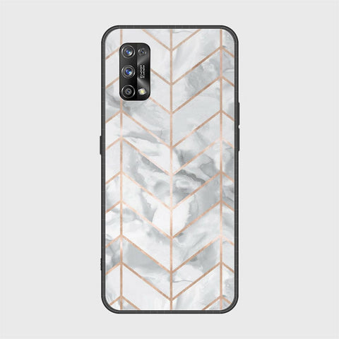 Realme 7 Pro Cover - White Marble Series 2 - HQ Ultra Shine Premium Infinity Glass Soft Silicon Borders Case