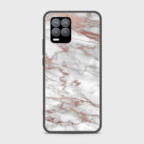 Realme 8 Cover - White Marble Series 2 - HQ Ultra Shine Premium Infinity Glass Soft Silicon Borders Case