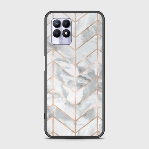 Realme 8i Cover - White Marble Series 2 - HQ Ultra Shine Premium Infinity Glass Soft Silicon Borders Case