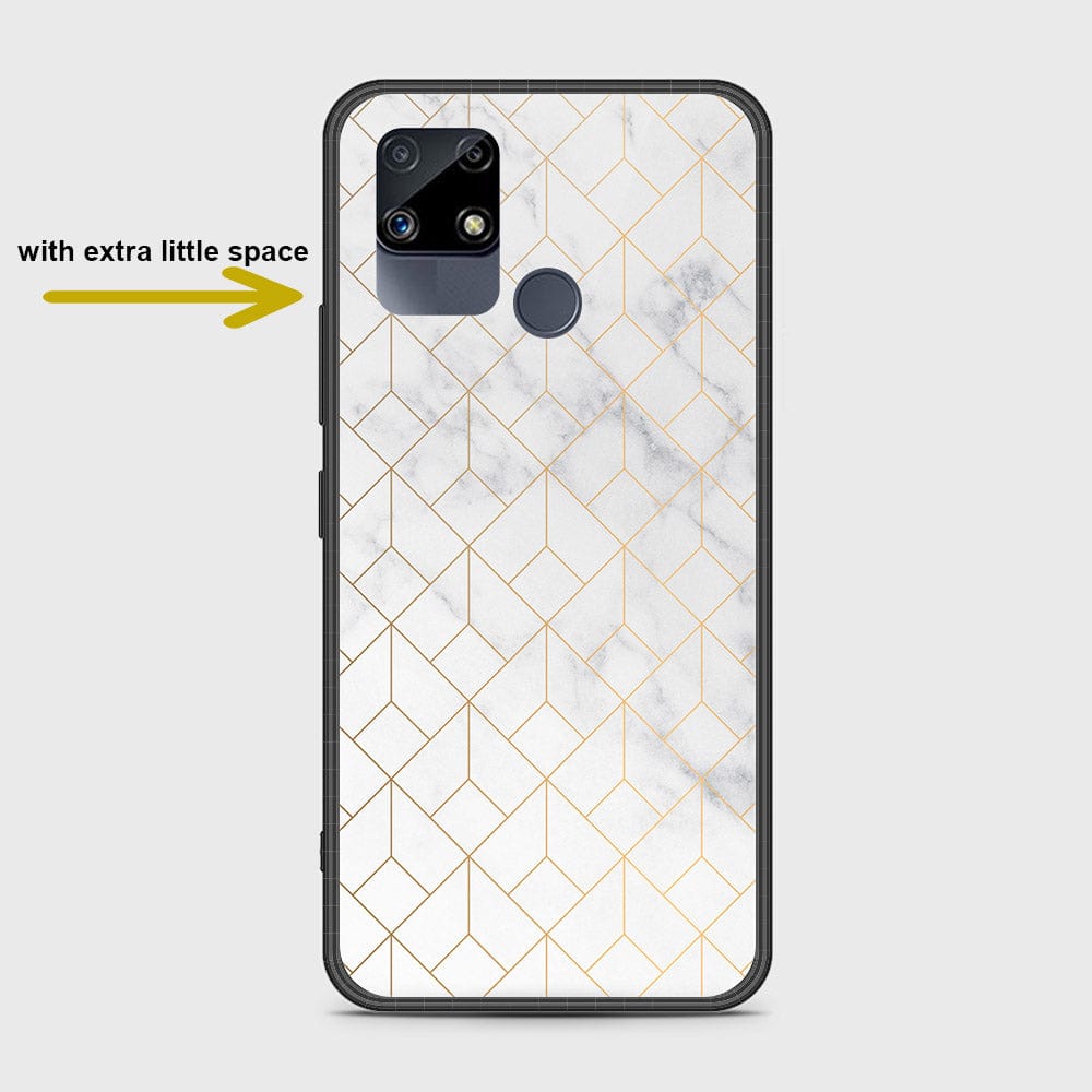 Realme C12 Cover- White Marble Series 2 - HQ Ultra Shine Premium Infinity Glass Soft Silicon Borders Case