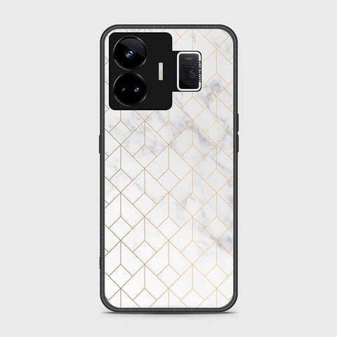 Realme GT3 Cover- White Marble Series 2 - HQ Ultra Shine Premium Infinity Glass Soft Silicon Borders Case