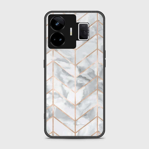 Realme GT3 Cover- White Marble Series 2 - HQ Ultra Shine Premium Infinity Glass Soft Silicon Borders Case