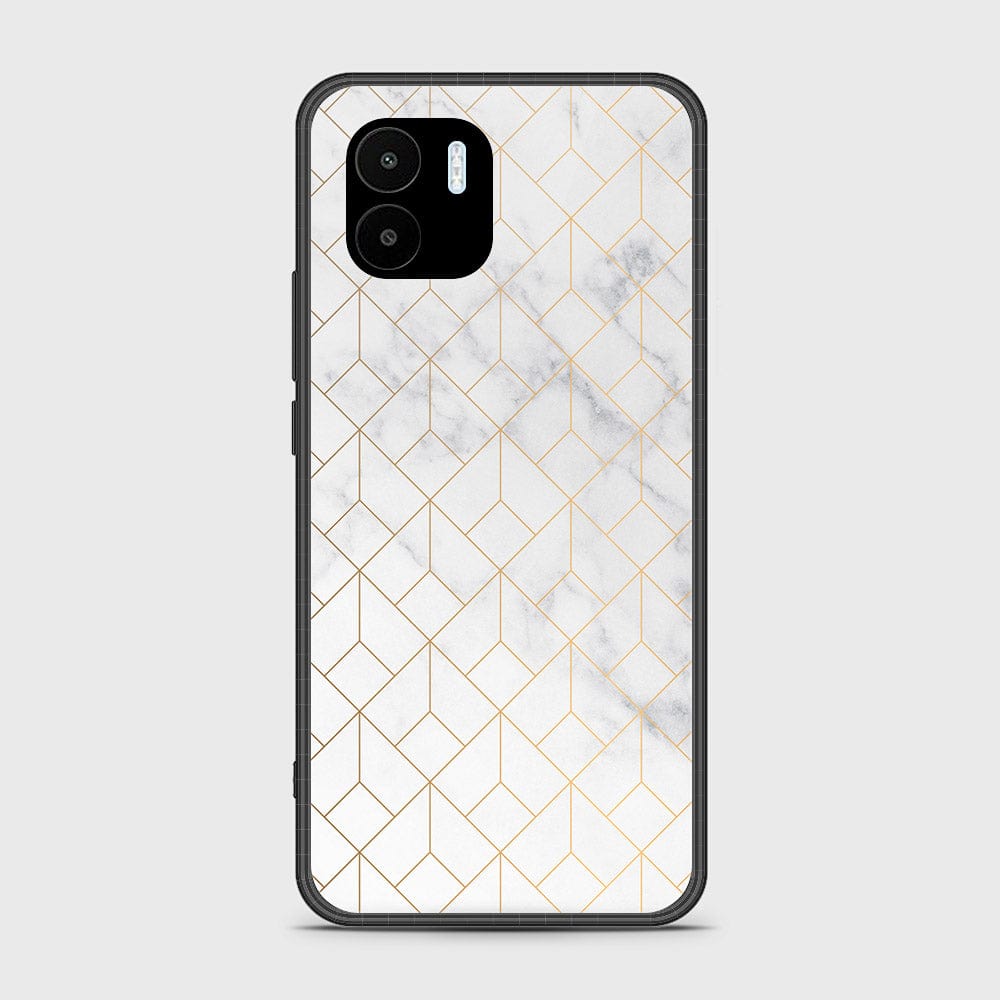 Xiaomi Redmi A1 Cover - White Marble Series 2 - HQ Ultra Shine Premium Infinity Glass Soft Silicon Borders Case