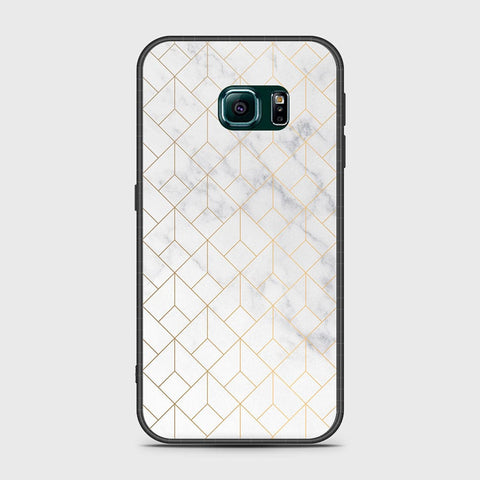 Samsung Galaxy S6 Edge Cover- White Marble Series 2 - HQ Ultra Shine Premium Infinity Glass Soft Silicon Borders Case