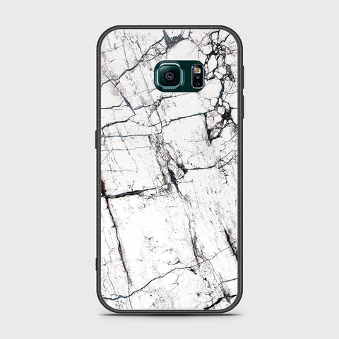 Samsung Galaxy S6 Edge Cover- White Marble Series 2 - HQ Ultra Shine Premium Infinity Glass Soft Silicon Borders Case