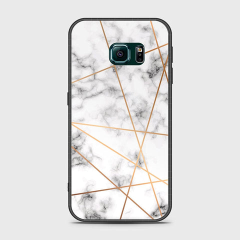 Samsung Galaxy S6 Edge Cover- White Marble Series 2 - HQ Ultra Shine Premium Infinity Glass Soft Silicon Borders Case