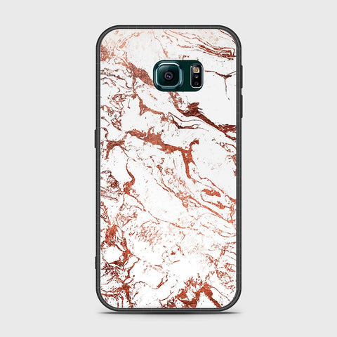 Samsung Galaxy S6 Edge Cover- White Marble Series 2 - HQ Ultra Shine Premium Infinity Glass Soft Silicon Borders Case