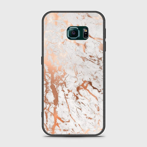 Samsung Galaxy S6 Edge Cover- White Marble Series 2 - HQ Ultra Shine Premium Infinity Glass Soft Silicon Borders Case