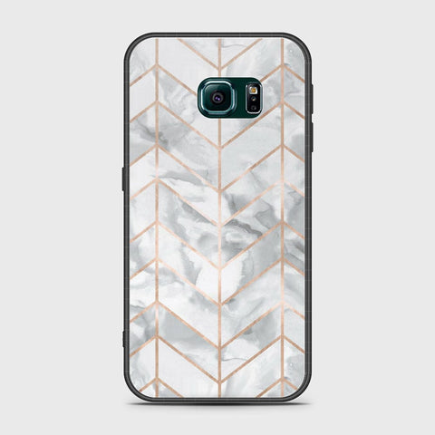 Samsung Galaxy S6 Edge Cover- White Marble Series 2 - HQ Ultra Shine Premium Infinity Glass Soft Silicon Borders Case