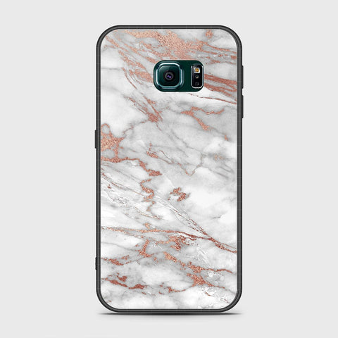 Samsung Galaxy S6 Edge Cover- White Marble Series 2 - HQ Ultra Shine Premium Infinity Glass Soft Silicon Borders Case