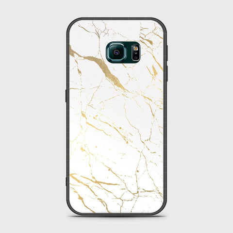 Samsung Galaxy S6 Edge Cover- White Marble Series 2 - HQ Ultra Shine Premium Infinity Glass Soft Silicon Borders Case