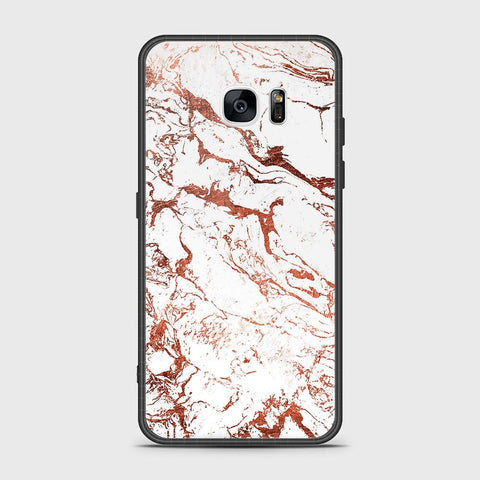 Samsung Galaxy S7 Edge Cover- White Marble Series 2 - HQ Ultra Shine Premium Infinity Glass Soft Silicon Borders Case