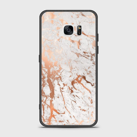 Samsung Galaxy S7 Edge Cover- White Marble Series 2 - HQ Ultra Shine Premium Infinity Glass Soft Silicon Borders Case