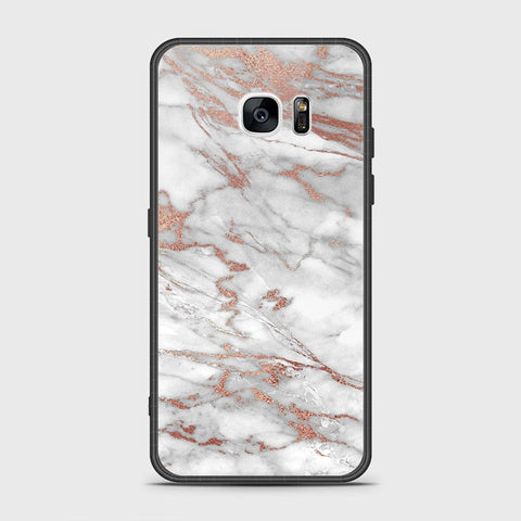 Samsung Galaxy S7 Edge Cover- White Marble Series 2 - HQ Ultra Shine Premium Infinity Glass Soft Silicon Borders Case