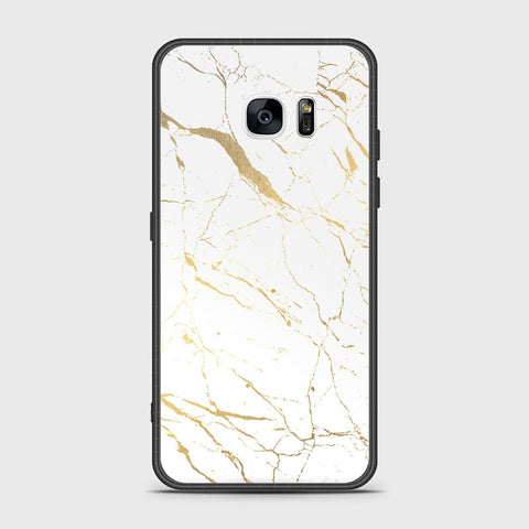 Samsung Galaxy S7 Edge Cover- White Marble Series 2 - HQ Ultra Shine Premium Infinity Glass Soft Silicon Borders Case