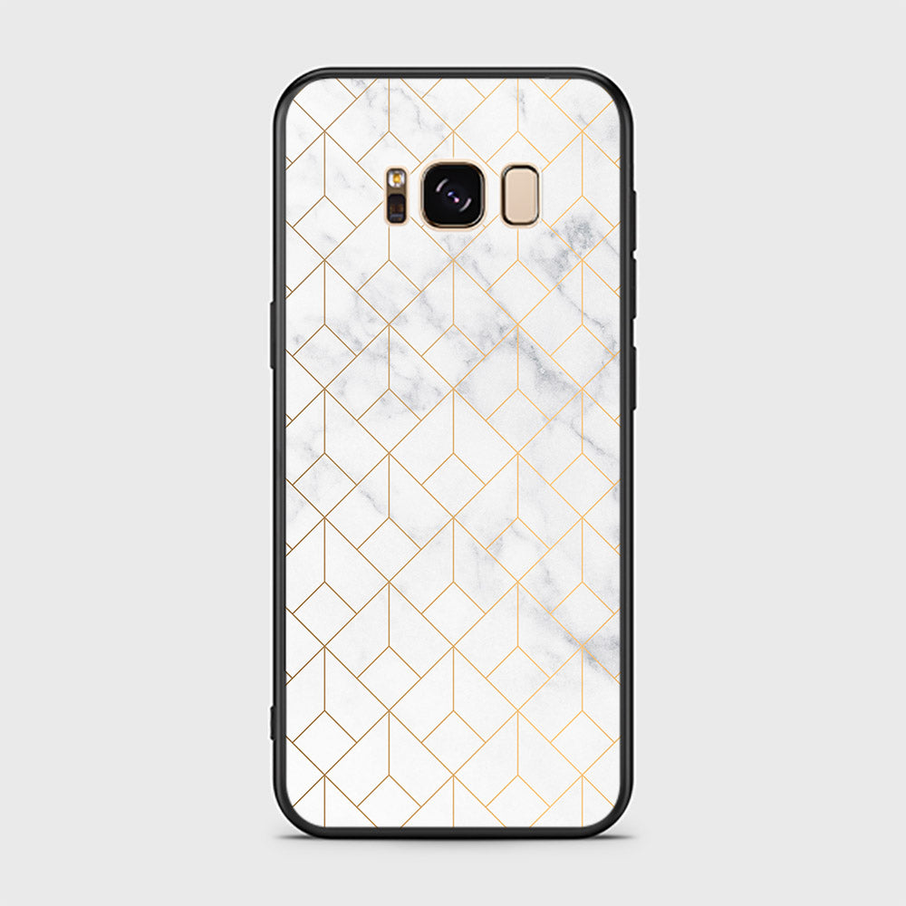Samsung Galaxy S8 Cover- White Marble Series 2 - HQ Ultra Shine Premium Infinity Glass Soft Silicon Borders Case