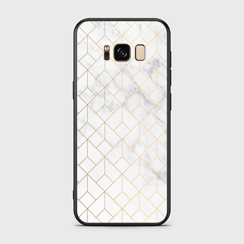 Samsung Galaxy S8 Cover- White Marble Series 2 - HQ Ultra Shine Premium Infinity Glass Soft Silicon Borders Case