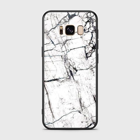 Samsung Galaxy S8 Cover- White Marble Series 2 - HQ Ultra Shine Premium Infinity Glass Soft Silicon Borders Case