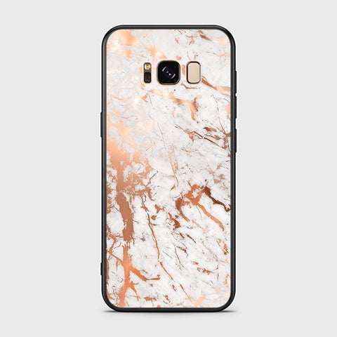 Samsung Galaxy S8 Cover- White Marble Series 2 - HQ Ultra Shine Premium Infinity Glass Soft Silicon Borders Case