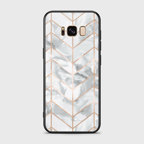 Samsung Galaxy S8 Cover- White Marble Series 2 - HQ Ultra Shine Premium Infinity Glass Soft Silicon Borders Case
