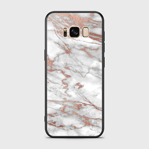Samsung Galaxy S8 Cover- White Marble Series 2 - HQ Ultra Shine Premium Infinity Glass Soft Silicon Borders Case