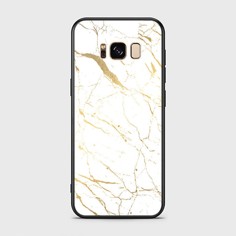 Samsung Galaxy S8 Cover- White Marble Series 2 - HQ Ultra Shine Premium Infinity Glass Soft Silicon Borders Case
