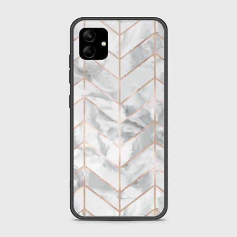 Samsung Galaxy A04e Cover - White Marble Series 2 - HQ Ultra Shine Premium Infinity Glass Soft Silicon Borders Case