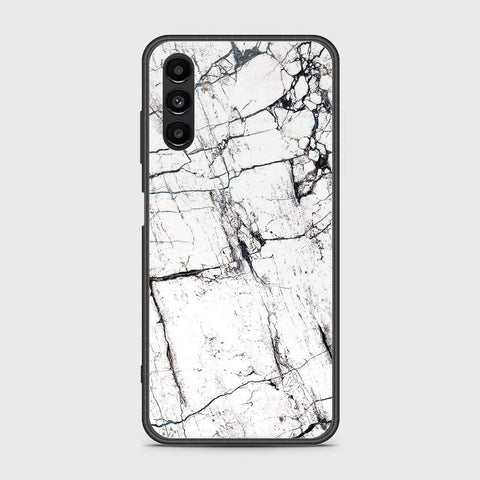 Samsung Galaxy A04s Cover- White Marble Series 2 - HQ Ultra Shine Premium Infinity Glass Soft Silicon Borders Case