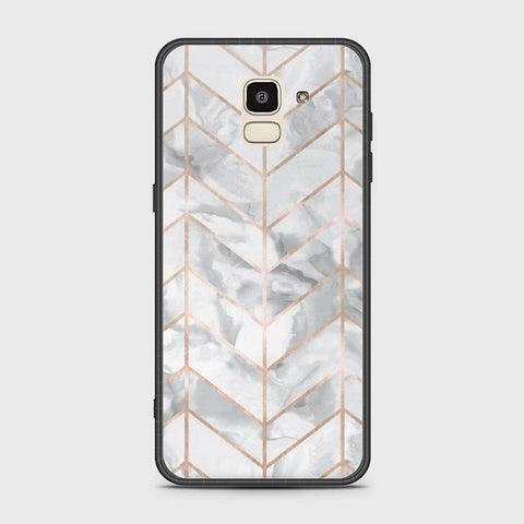 Samsung Galaxy J6 2018 Cover - White Marble Series 2 - HQ Ultra Shine Premium Infinity Glass Soft Silicon Borders Case