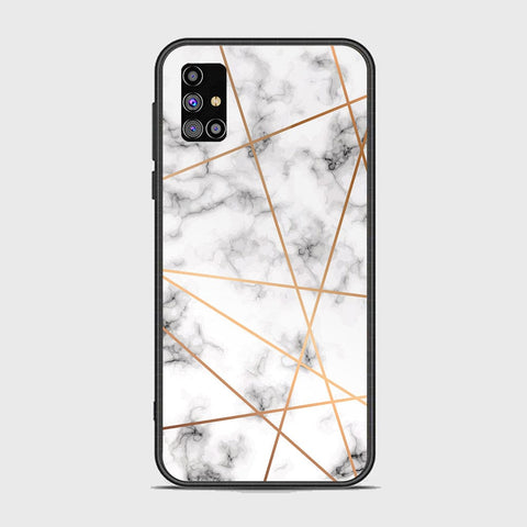 Samsung Galaxy M31s Cover - White Marble Series 2 - HQ Ultra Shine Premium Infinity Glass Soft Silicon Borders Case