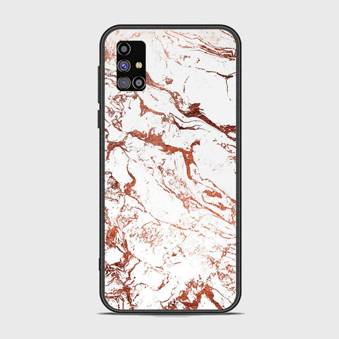 Samsung Galaxy M31s Cover - White Marble Series 2 - HQ Ultra Shine Premium Infinity Glass Soft Silicon Borders Case