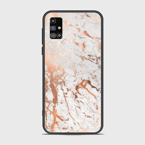 Samsung Galaxy M31s Cover - White Marble Series 2 - HQ Ultra Shine Premium Infinity Glass Soft Silicon Borders Case