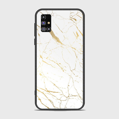 Samsung Galaxy M31s Cover - White Marble Series 2 - HQ Ultra Shine Premium Infinity Glass Soft Silicon Borders Case