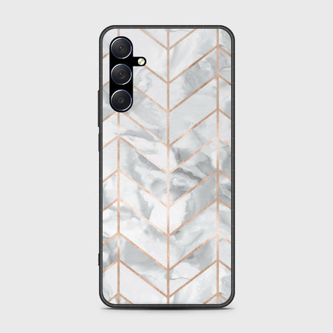 Samsung Galaxy M54 Cover- White Marble Series 2 - HQ Ultra Shine Premium Infinity Glass Soft Silicon Borders Case