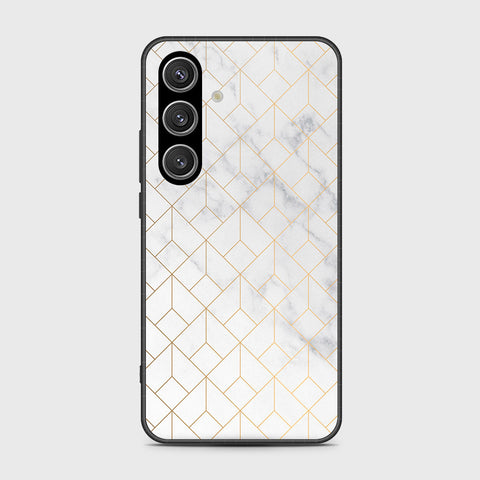 Samsung Galaxy S24 Cover- White Marble Series 2 - HQ Ultra Shine Premium Infinity Glass Soft Silicon Borders Case