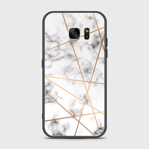 Samsung Galaxy S7 Cover- White Marble Series 2 - HQ Ultra Shine Premium Infinity Glass Soft Silicon Borders Case