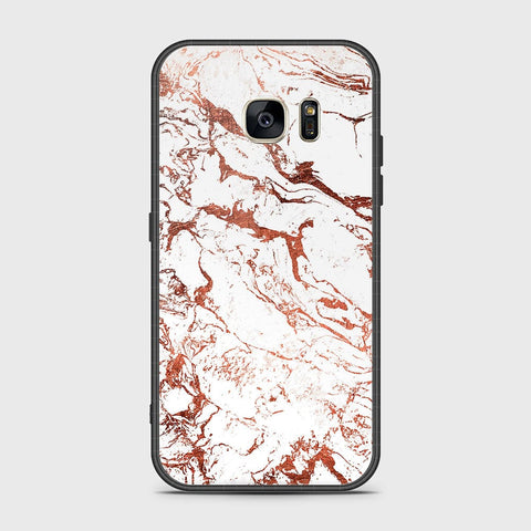 Samsung Galaxy S7 Cover- White Marble Series 2 - HQ Ultra Shine Premium Infinity Glass Soft Silicon Borders Case