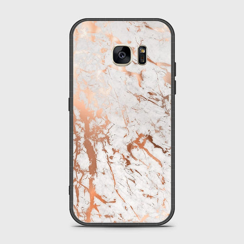 Samsung Galaxy S7 Cover- White Marble Series 2 - HQ Ultra Shine Premium Infinity Glass Soft Silicon Borders Case