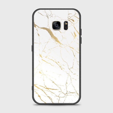 Samsung Galaxy S7 Cover- White Marble Series 2 - HQ Ultra Shine Premium Infinity Glass Soft Silicon Borders Case