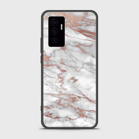 Vivo V23e Cover- White Marble Series 2 - HQ Ultra Shine Premium Infinity Glass Soft Silicon Borders Case