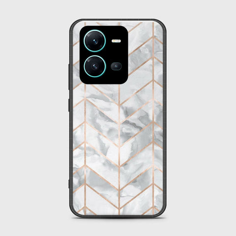 Vivo V25 5G Cover- White Marble Series 2 - HQ Ultra Shine Premium Infinity Glass Soft Silicon Borders Case