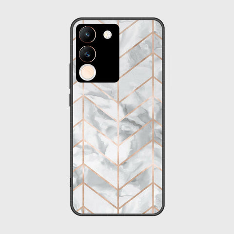 vivo V29e Cover- White Marble Series 2 - HQ Ultra Shine Premium Infinity Glass Soft Silicon Borders Case